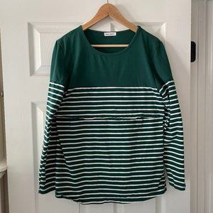 Smallshow Striped Maternity Breastfeeding Nursing Top Size Large